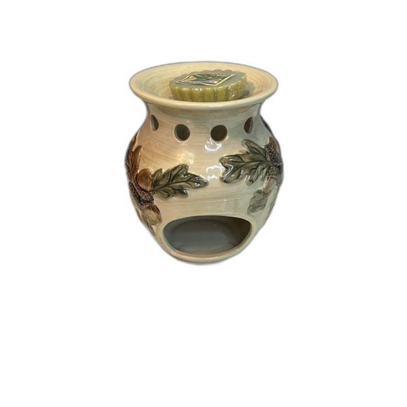 ACORNS & OAK LEAVES Tart Wax Melt WARMER Living Quarters 5.75" FALL Ceramic - Picture 3 of 4